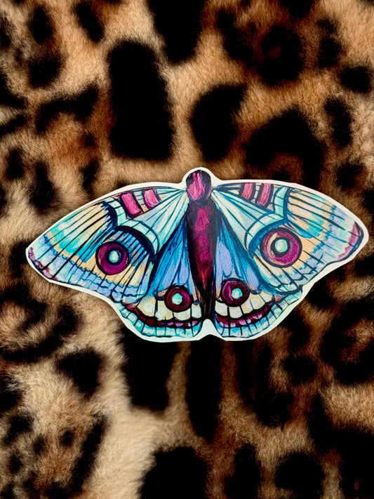 Magenta moth sticker