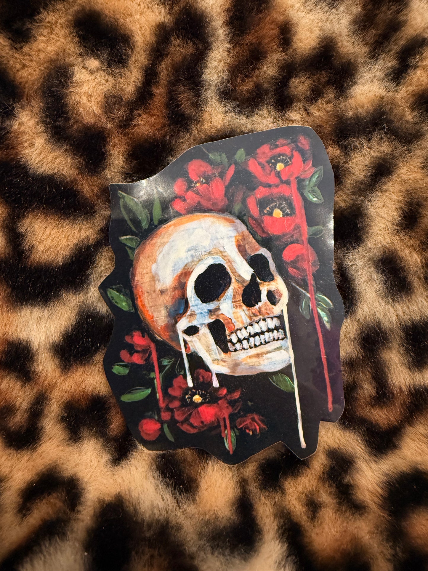 Peony skull sticker